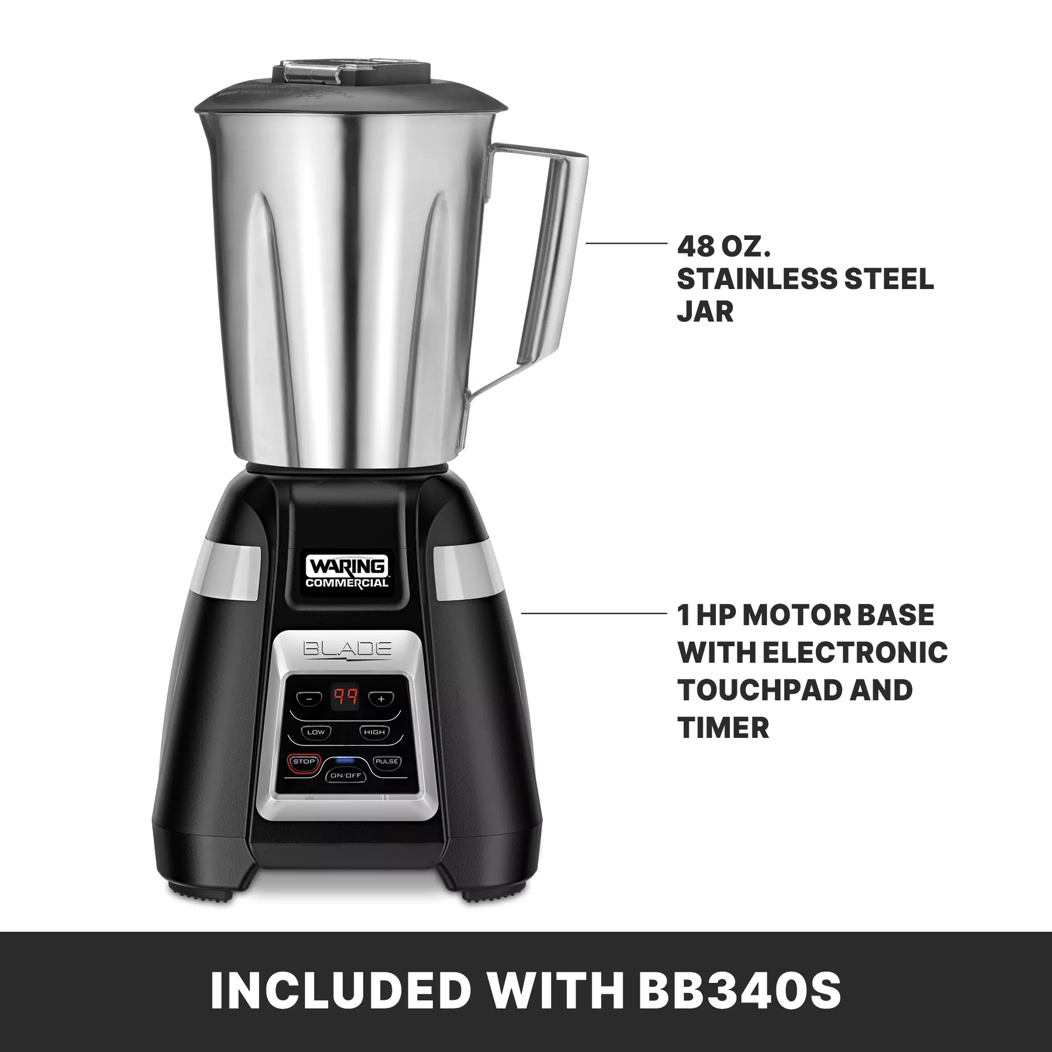 Blade Blender with Timer and Stainless Steel Container